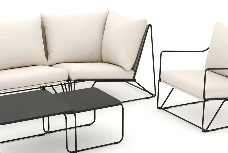 Usteryd utendørs rett 4-seters sofa med lenestol - Svart/Beige - Hagemøbler - Loungemøbler - Sofagruppe utendørs