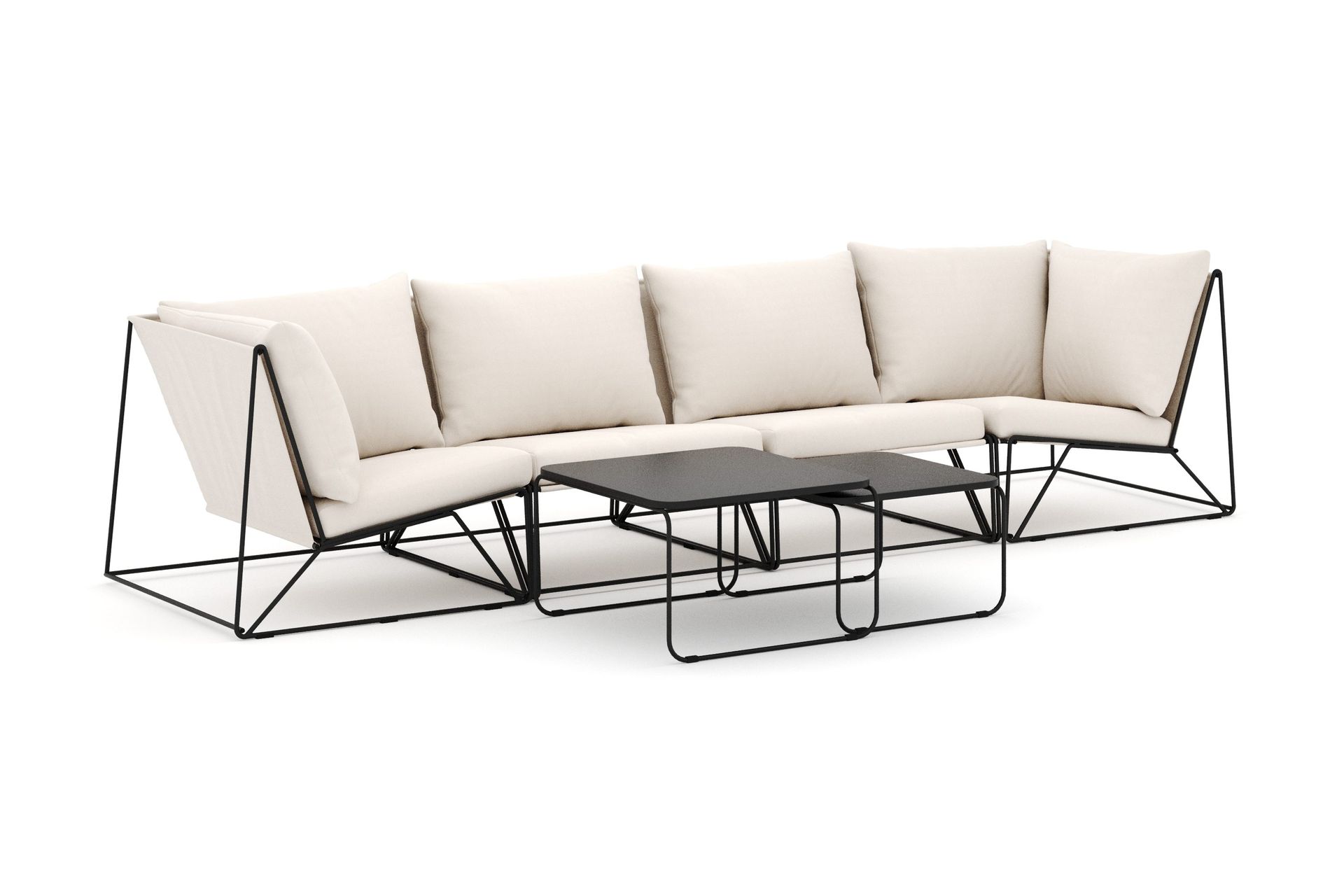 Usteryd utendørs rett 4-seters sofa - Svart/Beige