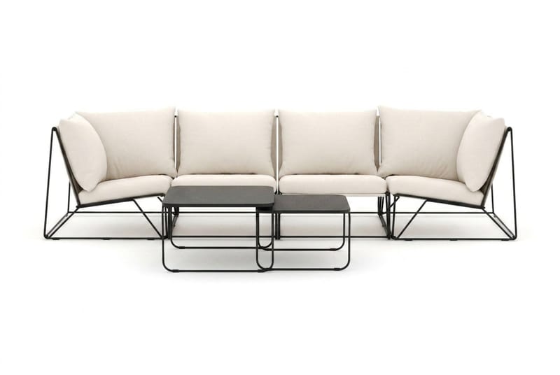 Usteryd utendørs rett 4-seters sofa - Svart/Beige - Hagemøbler - Loungemøbler - Sofagruppe utendørs