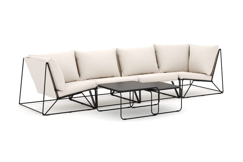 Usteryd utendørs rett 4-seters sofa - Svart/Beige - Hagemøbler - Loungemøbler - Lounge sofa