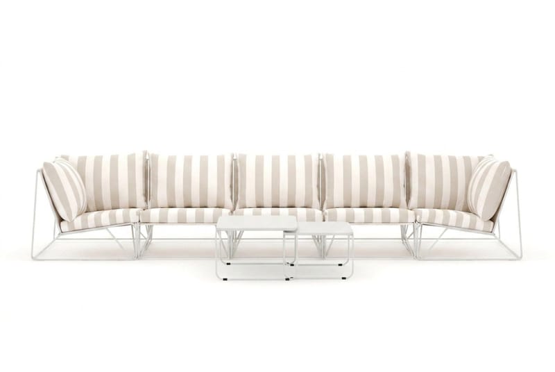 Usteryd utendørs rett 5-seters sofa - Beige/Stripet - Hagemøbler - Loungemøbler - Sofagruppe utendørs