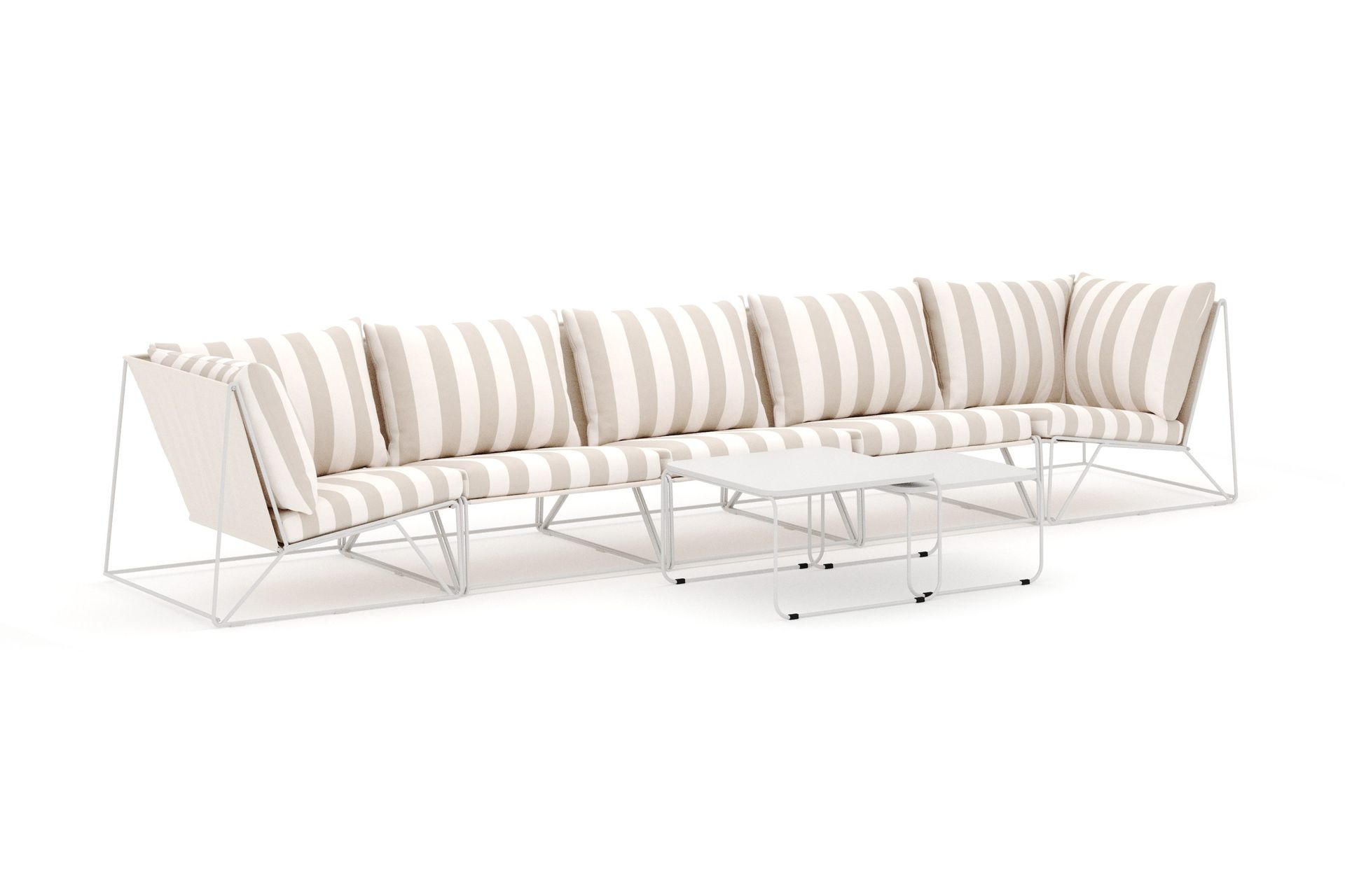 Usteryd utendørs rett 5-seters sofa - Beige/Stripet