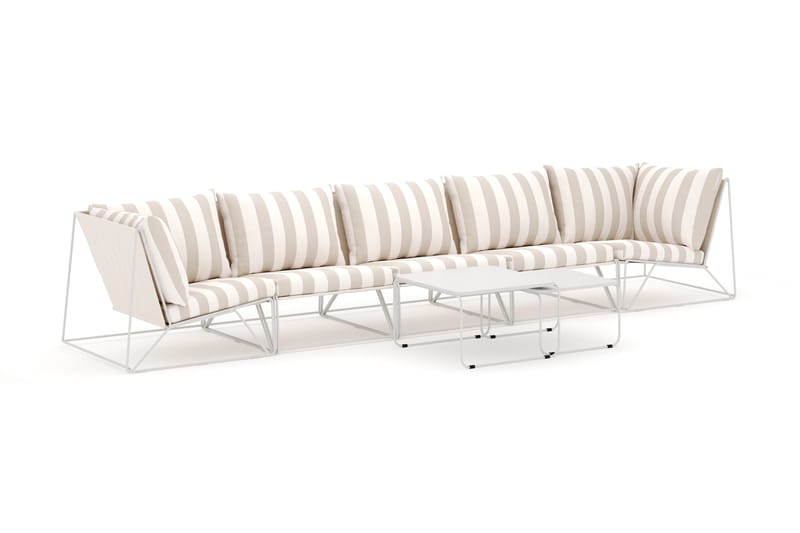 Usteryd utendørs rett 5-seters sofa, Beige/Stripet