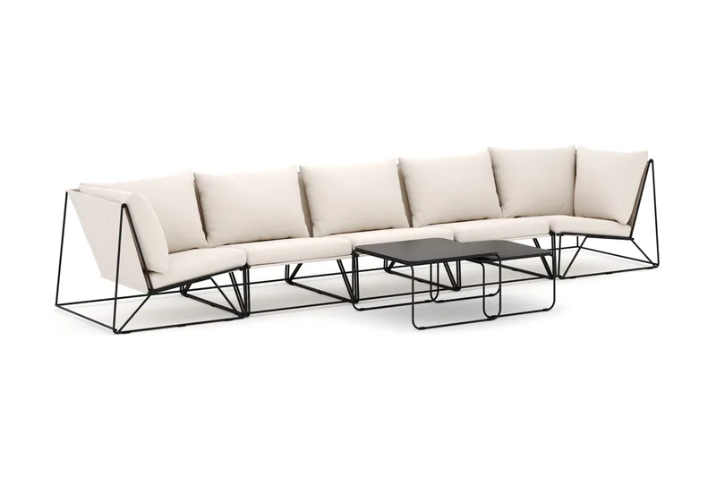 Usteryd utendørs rett 5-seters sofa - Svart/Beige - Hagemøbler - Loungemøbler - Lounge sofa