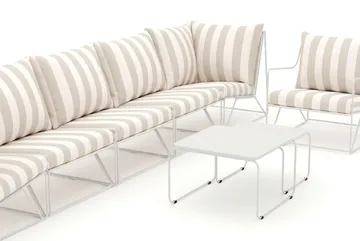 Usteryd utendørs rett 6-seters sofa med lenestol - Beige/Stripet - Hagemøbler - Loungemøbler - Sofagruppe utendørs