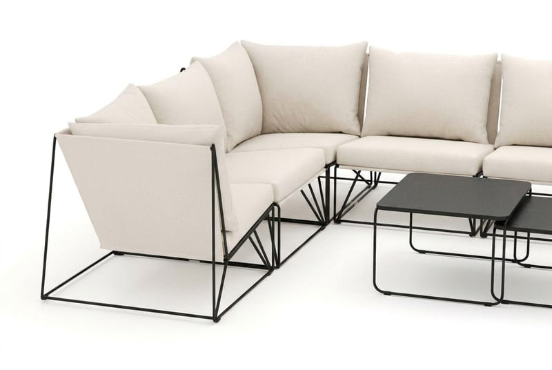 Usteryd utendørs U-sofa 10-seters med lukket avslutning - Svart/Beige - Hagemøbler - Loungemøbler - Sofagruppe utendørs