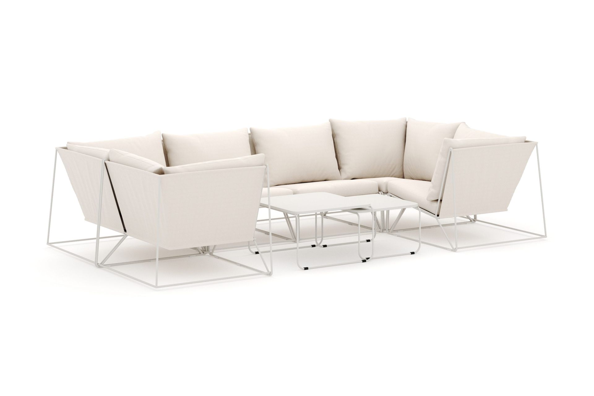 Usteryd utendørs U-sofa 6-seters med lukket avslutning - Beige/Beige