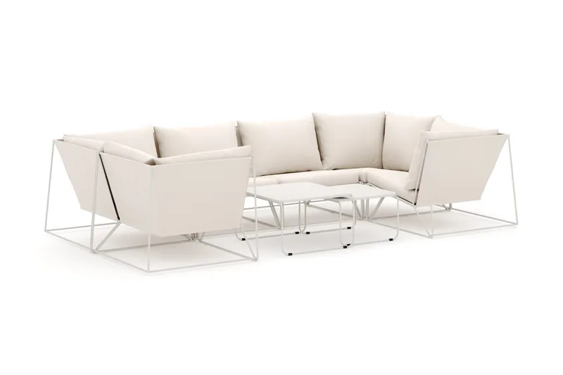 Usteryd utendørs U-sofa 6-seters med lukket avslutning, Beige/Beige