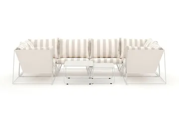Usteryd utendørs U-sofa 6-seters med lukket avslutning - Beige/Striped - Hagemøbler - Loungemøbler - Sofagruppe utendørs