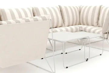 Usteryd utendørs U-sofa 6-seters med lukket avslutning - Beige/Striped - Hagemøbler - Loungemøbler - Sofagruppe utendørs