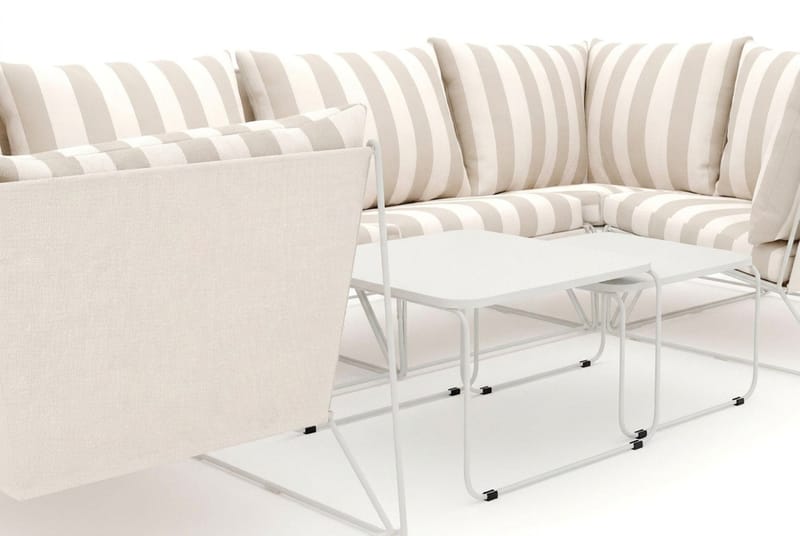Usteryd utendørs U-sofa 6-seters med lukket avslutning - Beige/Striped - Hagemøbler - Loungemøbler - Sofagruppe utendørs
