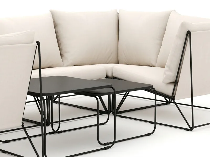 Usteryd utendørs U-sofa 6-seters med lukket avslutning - Svart/Beige - Hagemøbler - Loungemøbler - Sofagruppe utendørs