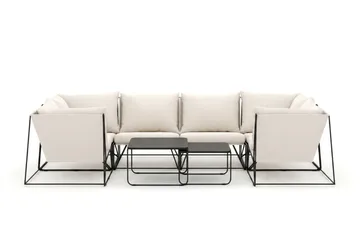 Usteryd utendørs U-sofa 6-seters med lukket avslutning - Svart/Beige - Hagemøbler - Loungemøbler - Sofagruppe utendørs