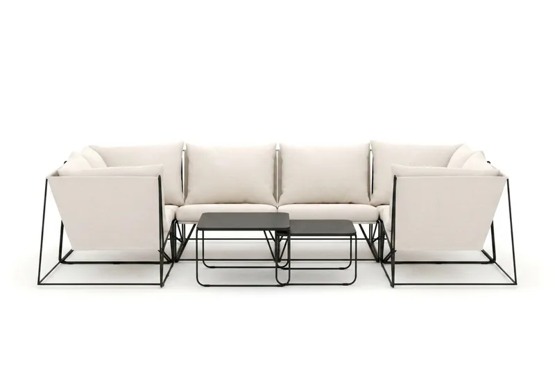 Usteryd utendørs U-sofa 6-seters med lukket avslutning - Svart/Beige - Hagemøbler - Loungemøbler - Sofagruppe utendørs
