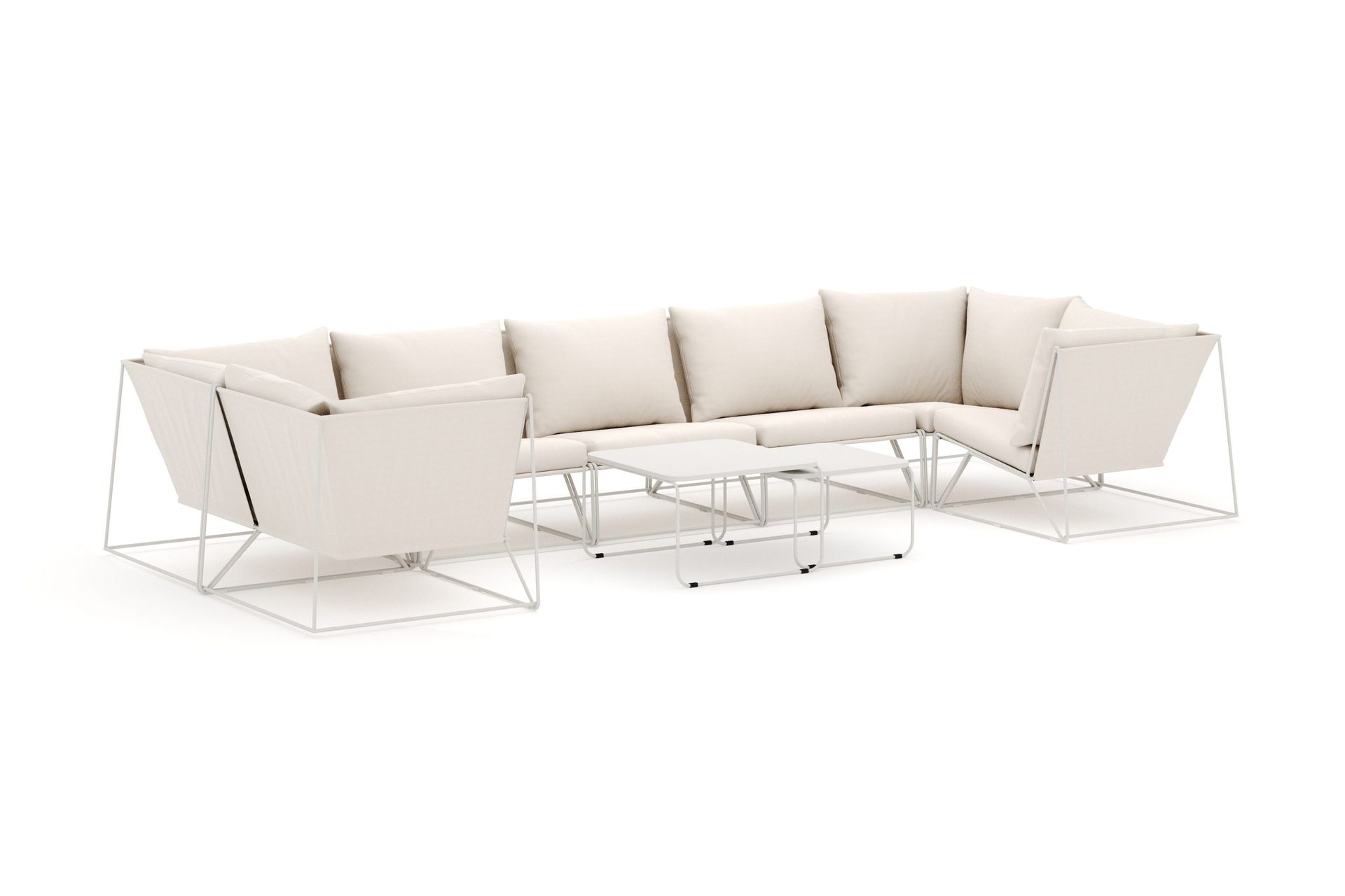 Usteryd utendørs U-sofa 7-seters med lukket avslutning - Beige/Beige