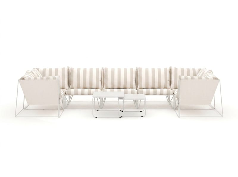 Usteryd utendørs U-sofa 7-seters med lukket avslutning - Beige/Striped - Hage - Utemiljø - Veranda & terrasse - Verandamøbler