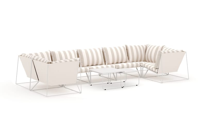 Usteryd utendørs U-sofa 7-seters med lukket avslutning - Beige/Striped - Hagemøbler - Loungemøbler - Lounge sofa