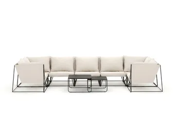 Usteryd utendørs U-sofa 7-seters med lukket avslutning - Svart/Beige - Hagemøbler - Loungemøbler - Sofagruppe utendørs