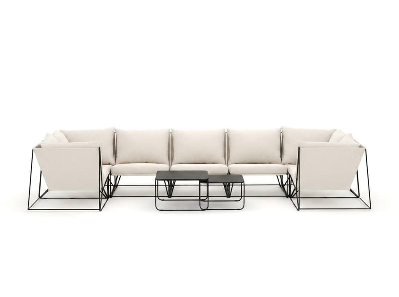 Usteryd utendørs U-sofa 7-seters med lukket avslutning - Svart/Beige - Hagemøbler - Loungemøbler - Sofagruppe utendørs