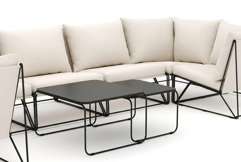 Usteryd utendørs U-sofa 7-seters med lukket avslutning - Svart/Beige - Hagemøbler - Loungemøbler - Sofagruppe utendørs
