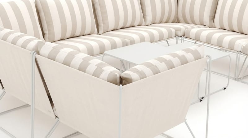 Usteryd utendørs U-sofa 8-seters med lukket avslutning - Beige/Striped - Hagemøbler - Loungemøbler - Lounge sofa