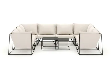 Usteryd utendørs U-sofa 8-seters med lukket avslutning - Svart/Beige - Hagemøbler - Loungemøbler - Sofagruppe utendørs