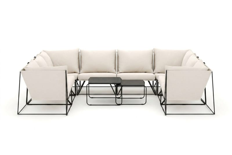 Usteryd utendørs U-sofa 8-seters med lukket avslutning - Svart/Beige - Hagemøbler - Loungemøbler - Sofagruppe utendørs