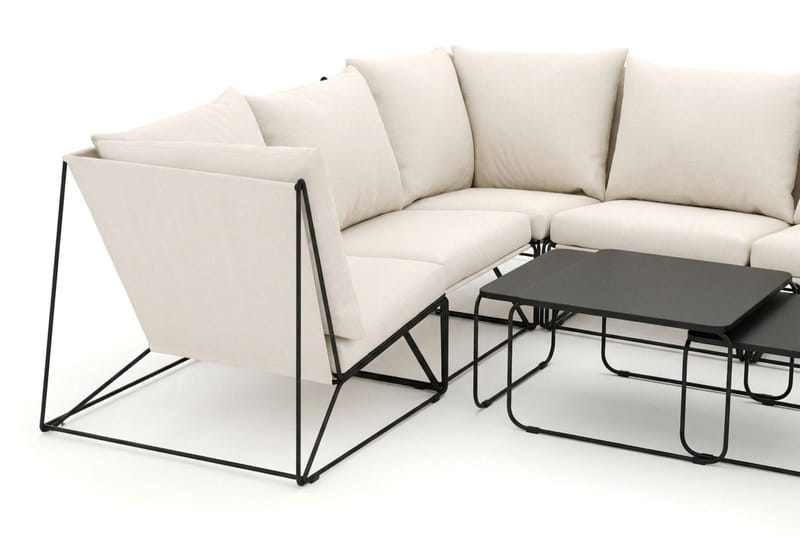 Usteryd utendørs U-sofa 8-seters med lukket avslutning - Svart/Beige - Hagemøbler - Loungemøbler - Sofagruppe utendørs