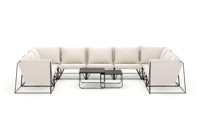 Usteryd utendørs U-sofa 9-seters med lukket avslutning - Svart/Beige - Hagemøbler - Loungemøbler - Sofagruppe utendørs
