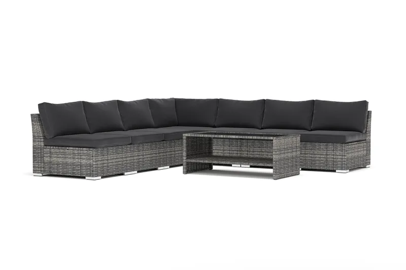 Wisconsin utendørs hjørnesofa 5-seter vendbar med åpen avslutning, Grå