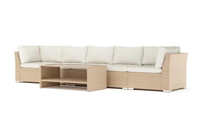 Wisconsin utendørs rett 5-seters sofa, Beige