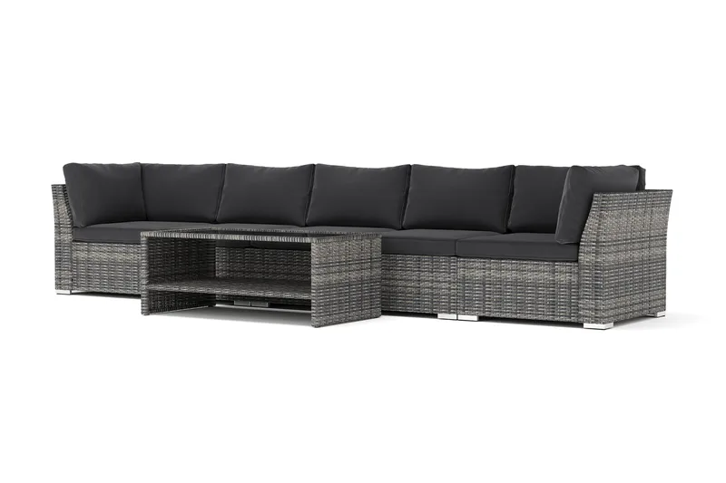 Wisconsin utendørs rett 5-seters sofa - Grå - Hagemøbler - Loungemøbler - Lounge sofa