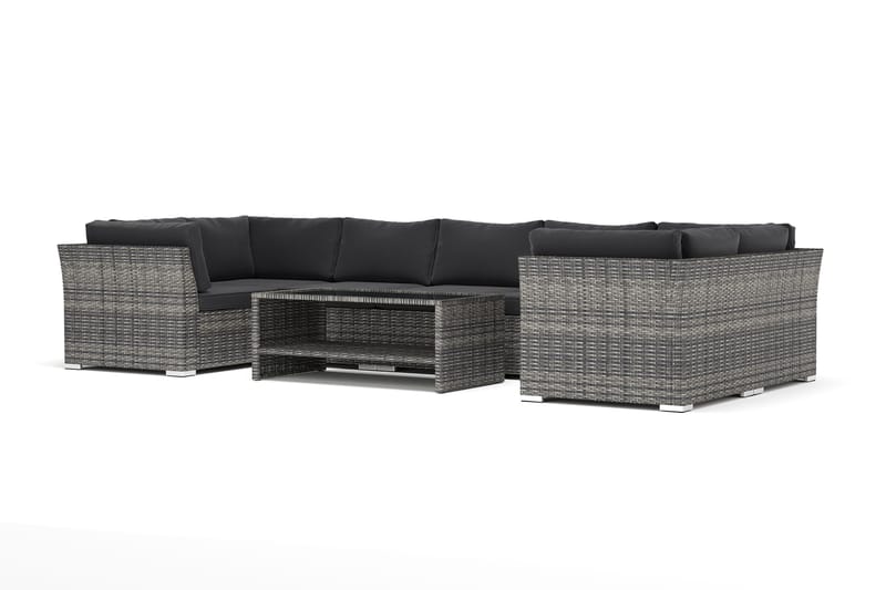 Wisconsin utendørs U-sofa 7-seter med lukket avslutning, Grå