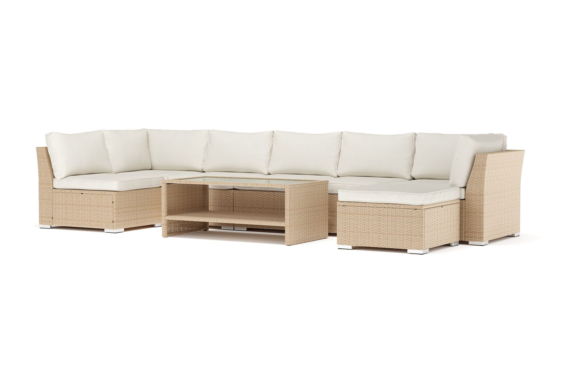 Wisconsin utendørs U-sofa 7-seter med vendbar divan - Beige
