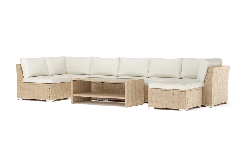 Wisconsin utendørs U-sofa 7-seter med vendbar divan, Beige
