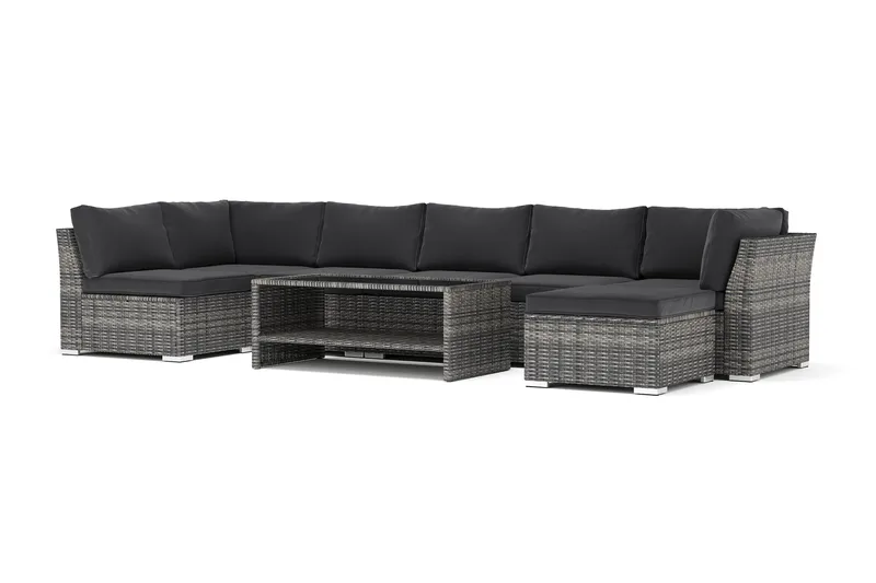 Wisconsin utendørs U-sofa 7-seters med vendbar divan, Grå