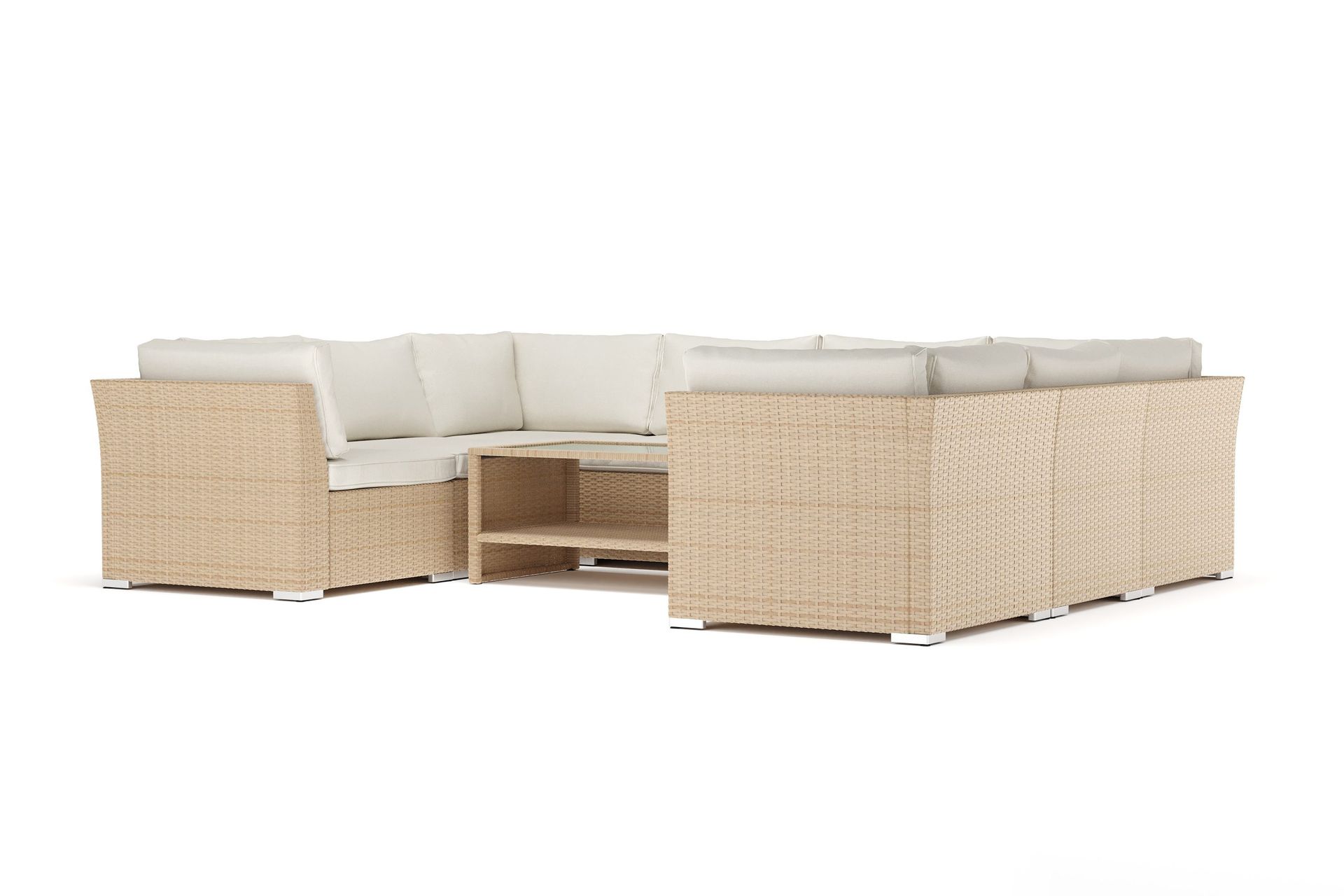 Wisconsin utendørs U-sofa 8-seter med lukket avslutning - Beige