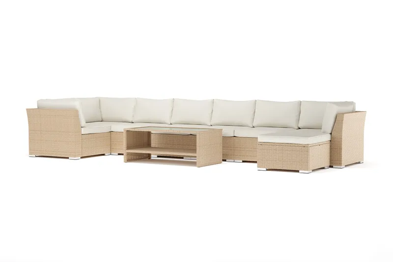 Wisconsin utendørs U-sofa 8-seter med vendbar divan, Beige