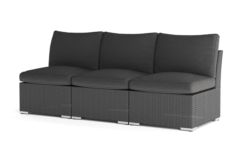Wisconsin Premium Loungesofa Utendørs uten Armlener 3-seter Kunstrotting - Svart - Hagemøbler - Loungemøbler - Lounge sofa