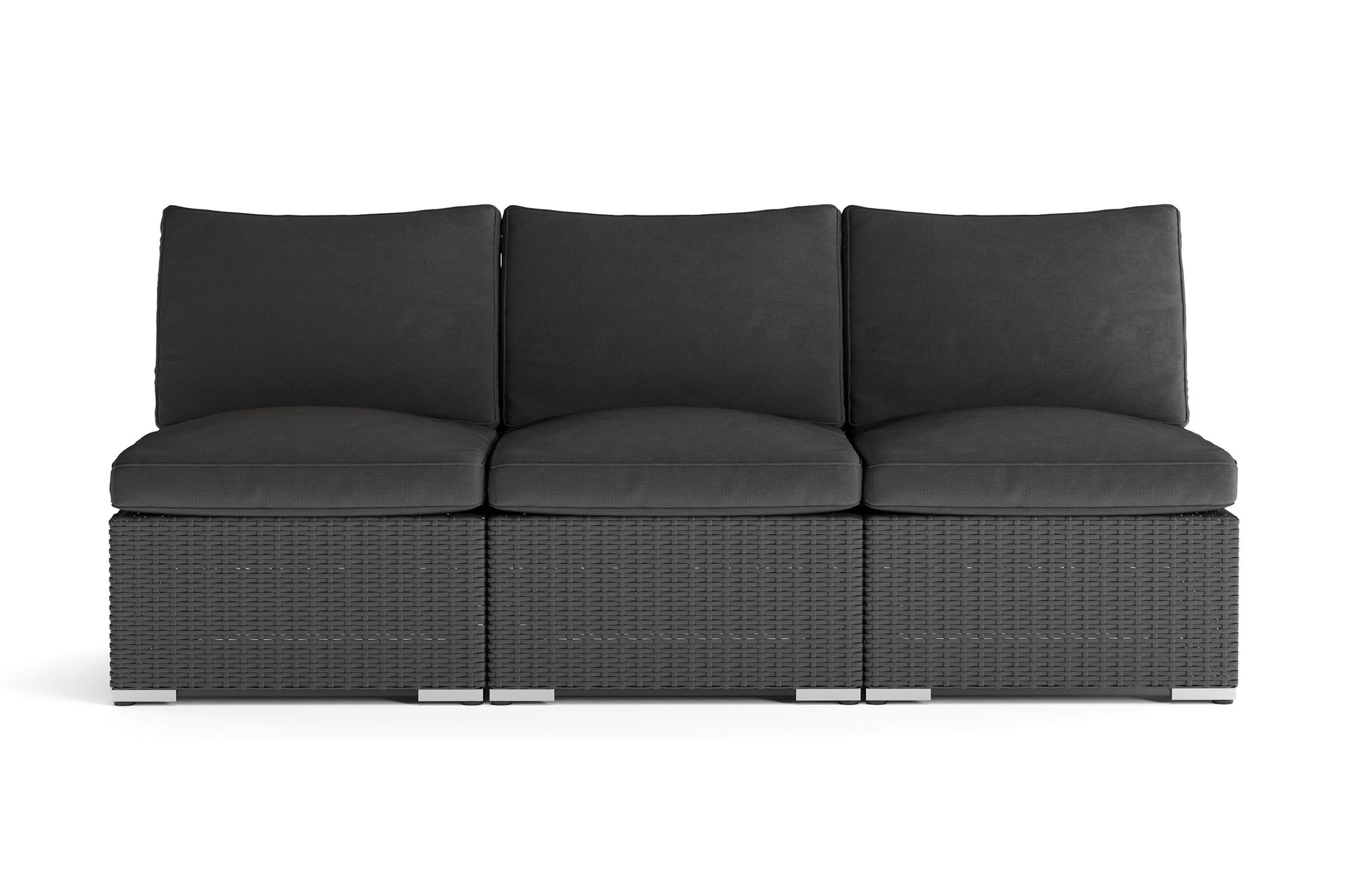 Wisconsin Premium Loungesofa Utendørs uten Armlener 3-seter Kunstrotting - Svart - Hagemøbler - Loungemøbler - Lounge sofa