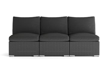Wisconsin Premium Loungesofa Utendørs uten Armlener 3-seter Kunstrotting - Svart - Hagemøbler - Loungemøbler - Lounge sofa