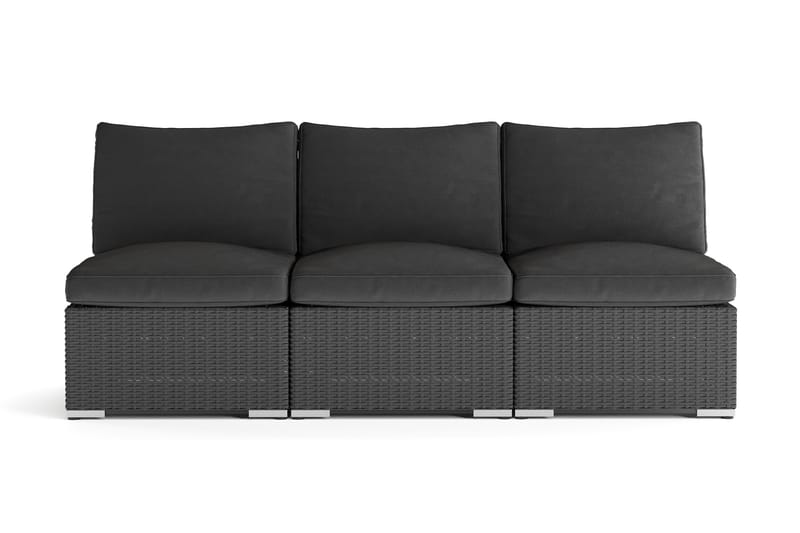 Wisconsin Premium Loungesofa Utendørs uten Armlener 3-seter Kunstrotting - Svart - Hagemøbler - Loungemøbler - Lounge sofa