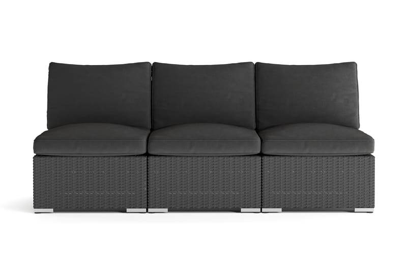 Wisconsin Premium Loungesofa Utendørs uten Armlener 3-seter Kunstrotting, Svart