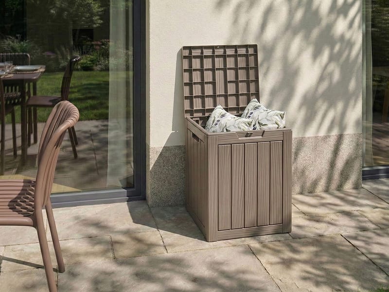 Oppbevaringsboks utendørs Medellin 43x46 cm - Beige - Hagemøbler - Puteoppbevaring & møbelbeskyttelse - Putebokser & Putekasser