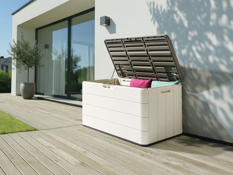 Oppbevaringsboks utendørs Milies 60x116 cm - Hvit/Grå - Hagemøbler - Puteoppbevaring & møbelbeskyttelse - Putebokser & Putekasser