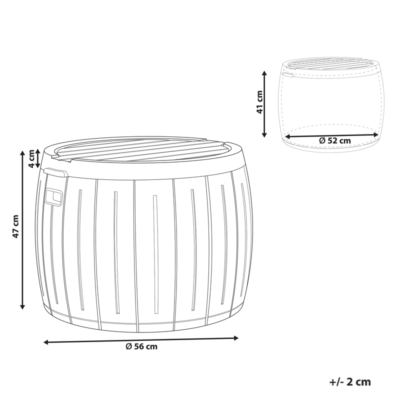Oppbevaringsboks utendørs Prinos 56x56 cm - Grå - Hagemøbler - Puteoppbevaring & møbelbeskyttelse - Putebokser & Putekasser