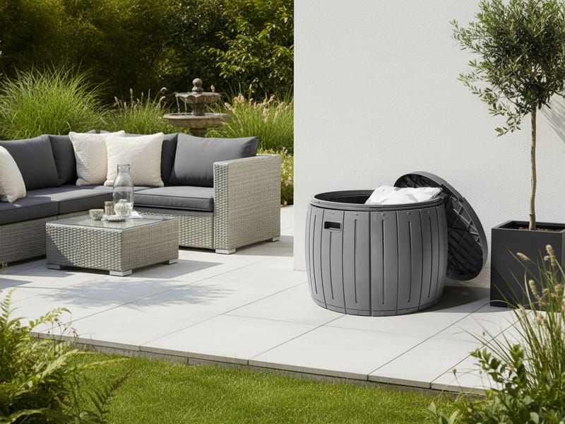 Oppbevaringsboks utendørs Prinos 56x56 cm - Grå - Hagemøbler - Puteoppbevaring & møbelbeskyttelse - Putebokser & Putekasser