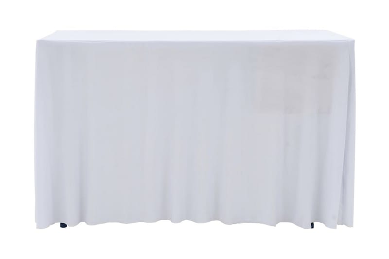 Elastisk bordduk med skjørt 2 stk 183x76x74 cm hvit - Overtrekk hagemøbler
