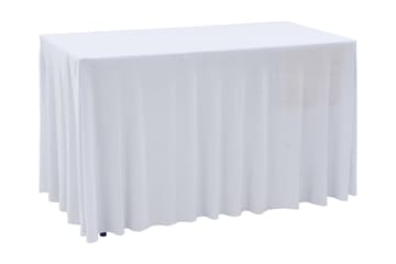Elastisk bordduk med skjørt 2 stk 243x76x74 cm hvit - Hagemøbler - Puteoppbevaring & møbelbeskyttelse - Overtrekk hagemøbler