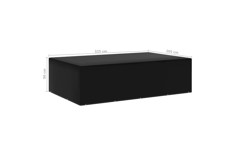Hagemøbeltrekk 12 maljer 205x325x90 cm - Svart - Hagemøbler - Puteoppbevaring & møbelbeskyttelse - Overtrekk hagemøbler